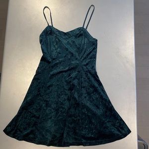 Green Velvet Fit and Flare Short Dress